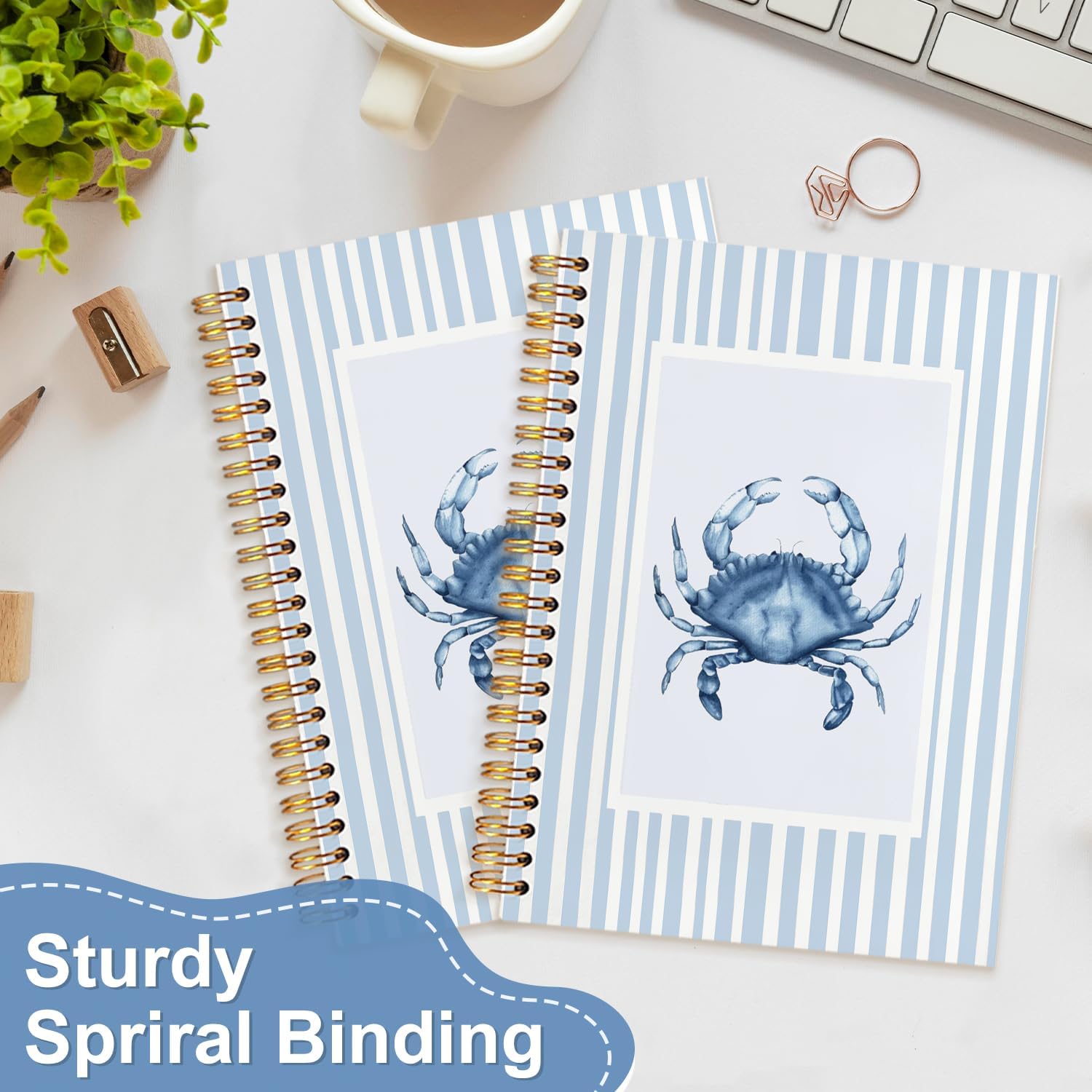 Detalle 2 de YPZPSJB Blue and White Crab Spiral Notebook, 80 Pages, Hardcover, 5.5 x 8.3 Inch