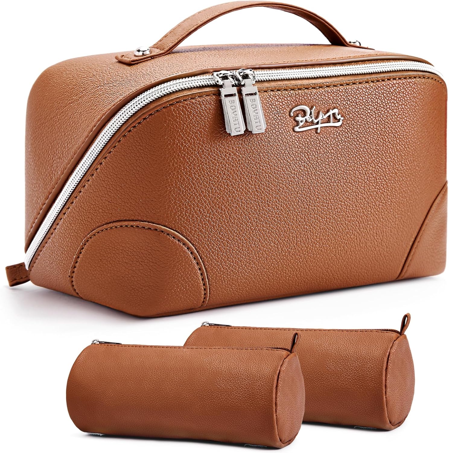 Thumbnail 6 de BOYATU Travel Makeup Bag Set (3-Piece) – Large Capacity, Vegan Leather, Pink