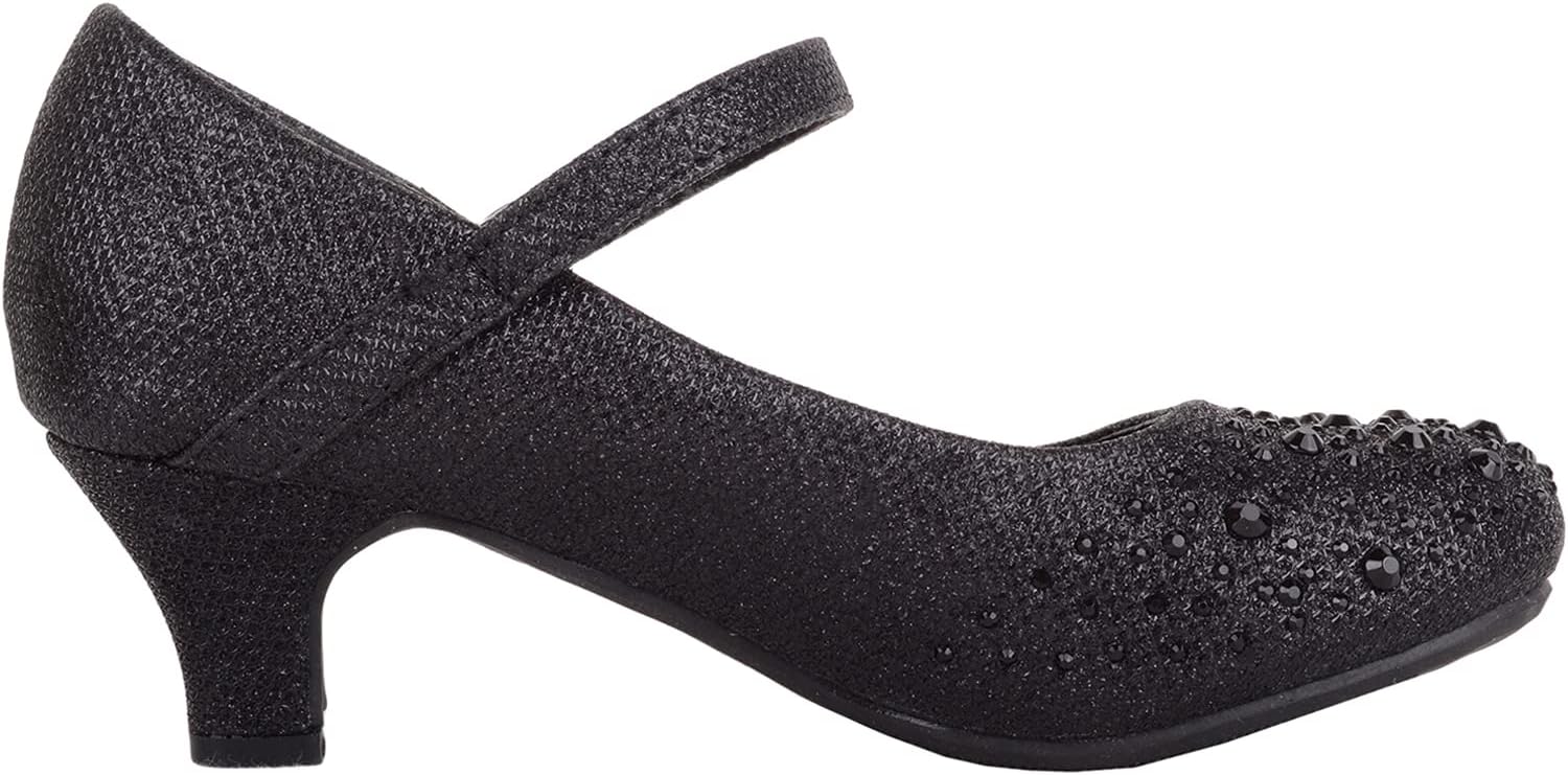 Detalle de ABSOLUTE FOOTWEAR Kids Glitter Diamante Heeled Shoes – Party Ready