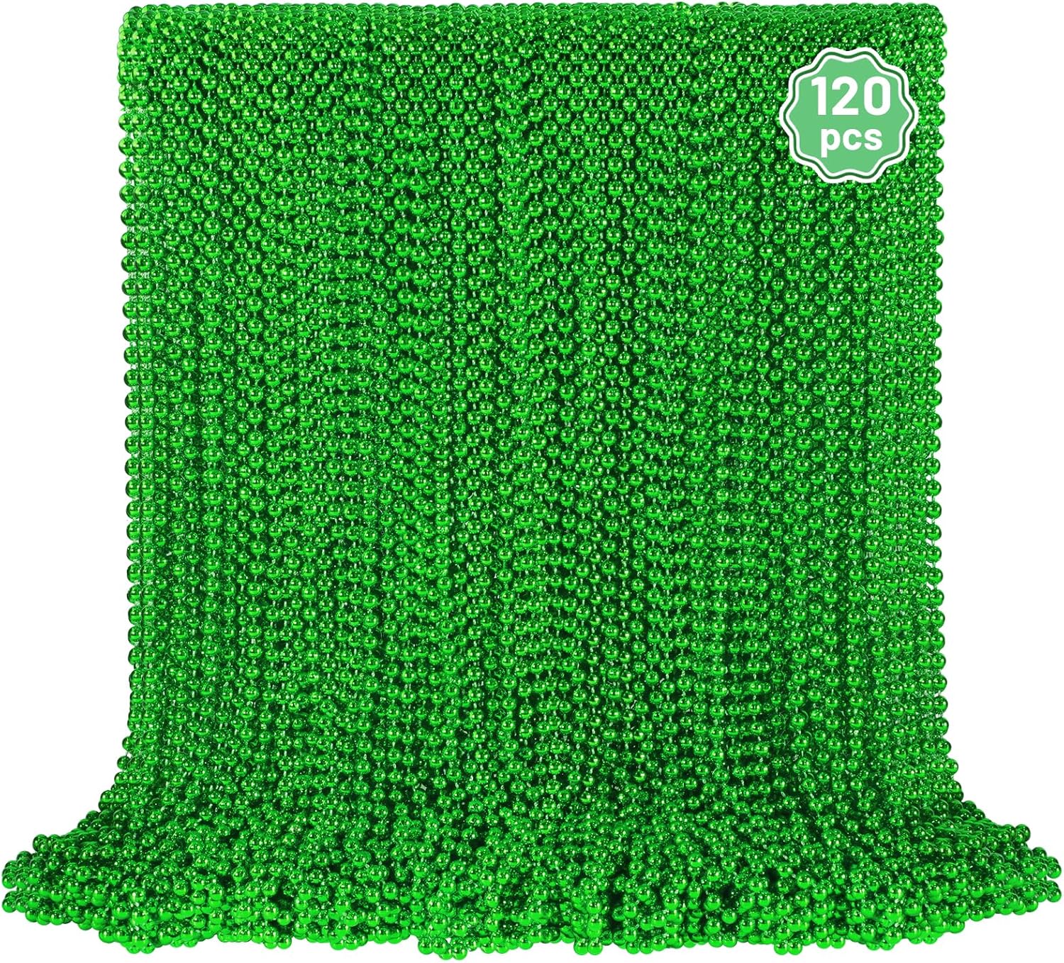 Detalle de YAXINRUI 120-Pack St. Patrick’s Day Green Bead Necklaces (33 in) for Mardi Gras Parties & Favors