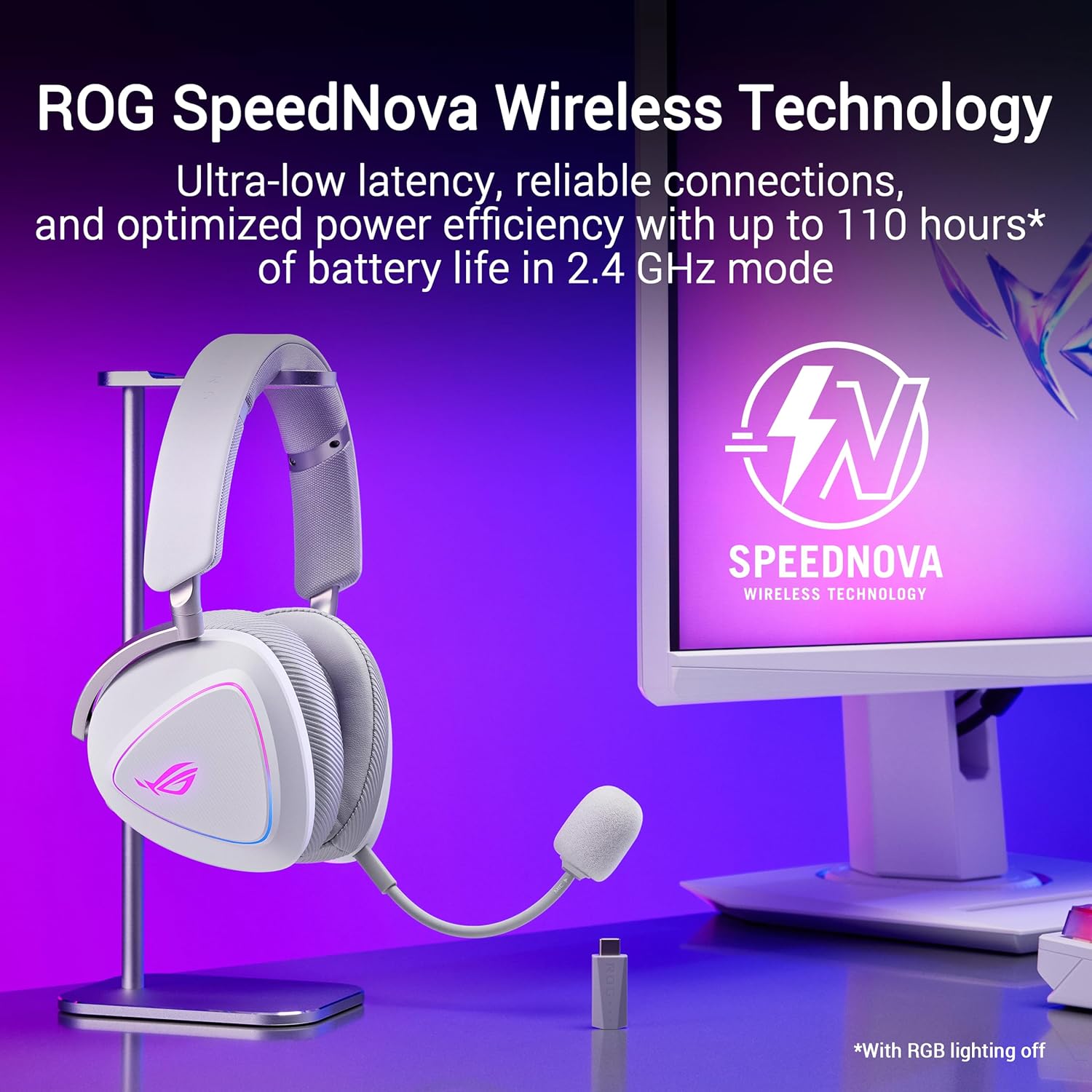 Thumbnail 2 de ASUS ROG Delta II Wireless Gaming Headset (Tri-Mode) with Detachable Mic — 2.4GHz/BT/3.5mm, White