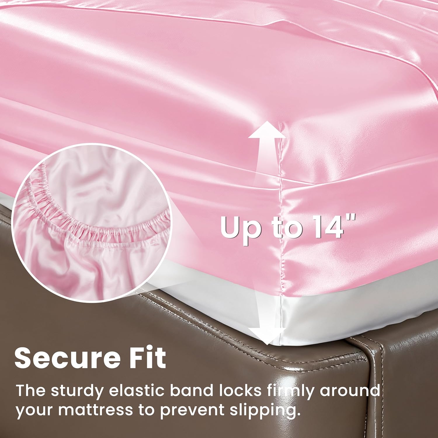 Thumbnail 2 de Love's cabin Satin Twin Sheets Set — 4 Piece Pink Silk-Feel Twin Bedding