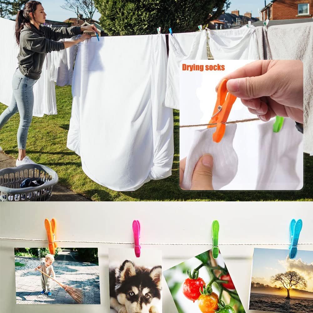 Thumbnail 6 de Clothes Pegs, 52-Pack with Durable Springs for Washing Line – 4 Colour Non-Slip Plastic Laundry Clips