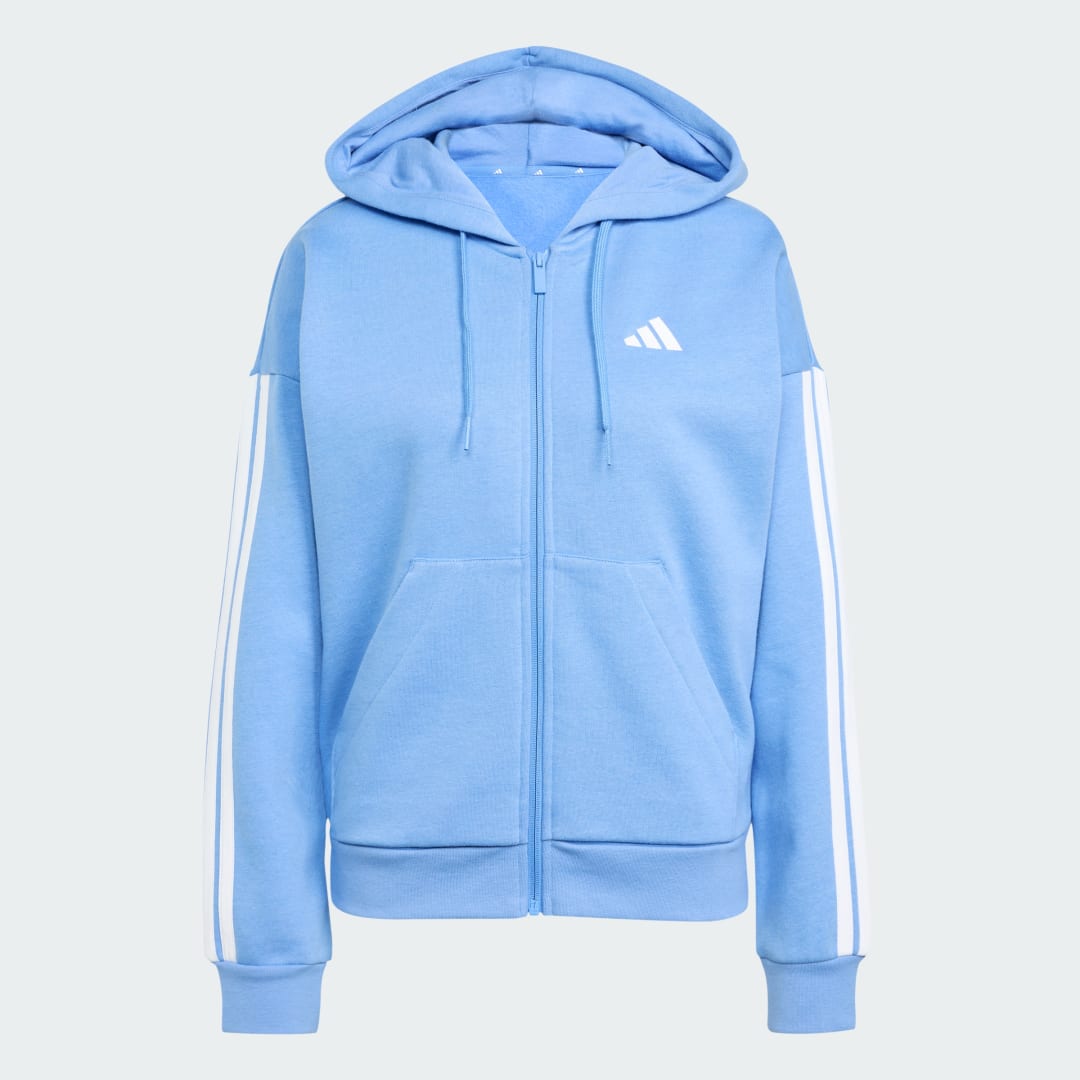 Thumbnail 3 de Essentials 3 Stripes Chaqueta de felpa con capucha y cremallera