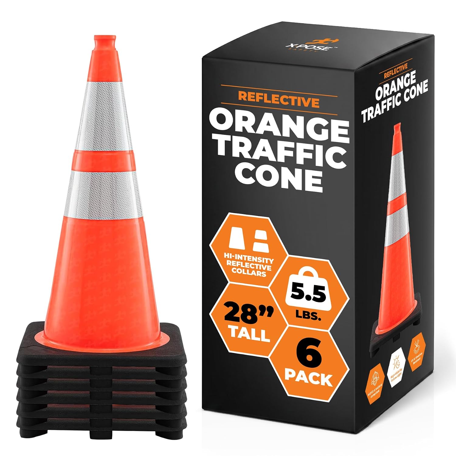 Detalle de Xpose Safety Traffic Cones, 28 Inch