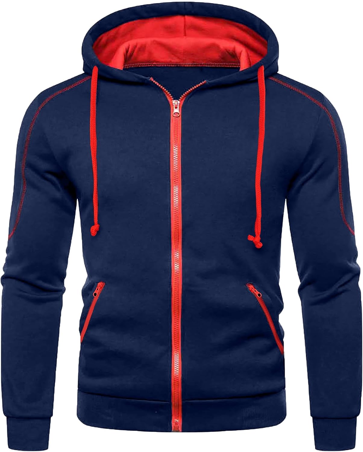 Thumbnail 6 de Mens Hoodie Zip up Hooded Sweatshirt with Zipper Pocket