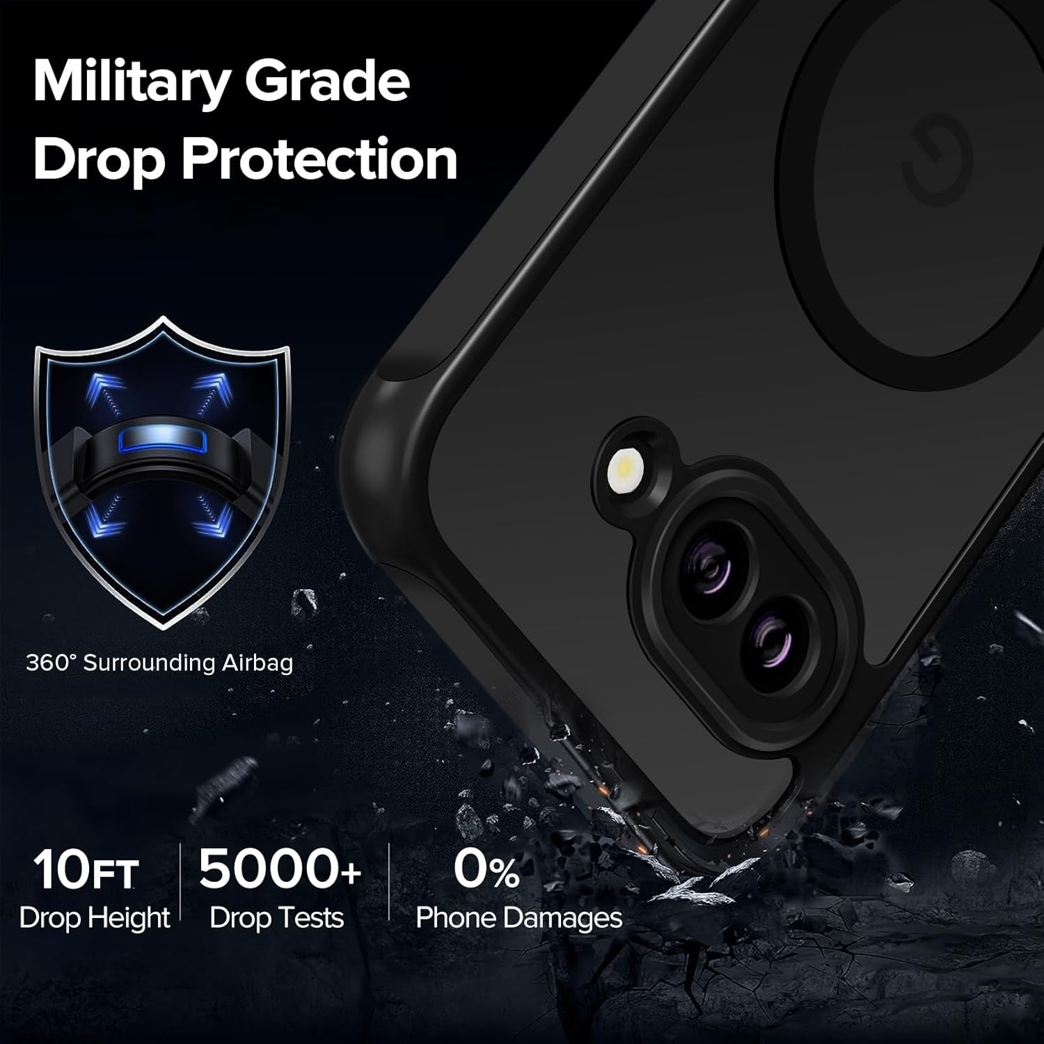 Thumbnail 4 de ivoler 3‑in‑1 Magnetic Case for Google Pixel 9a with 2 Pack Screen Protectors (Military‑Grade, Shockproof, Translucent‑Black)