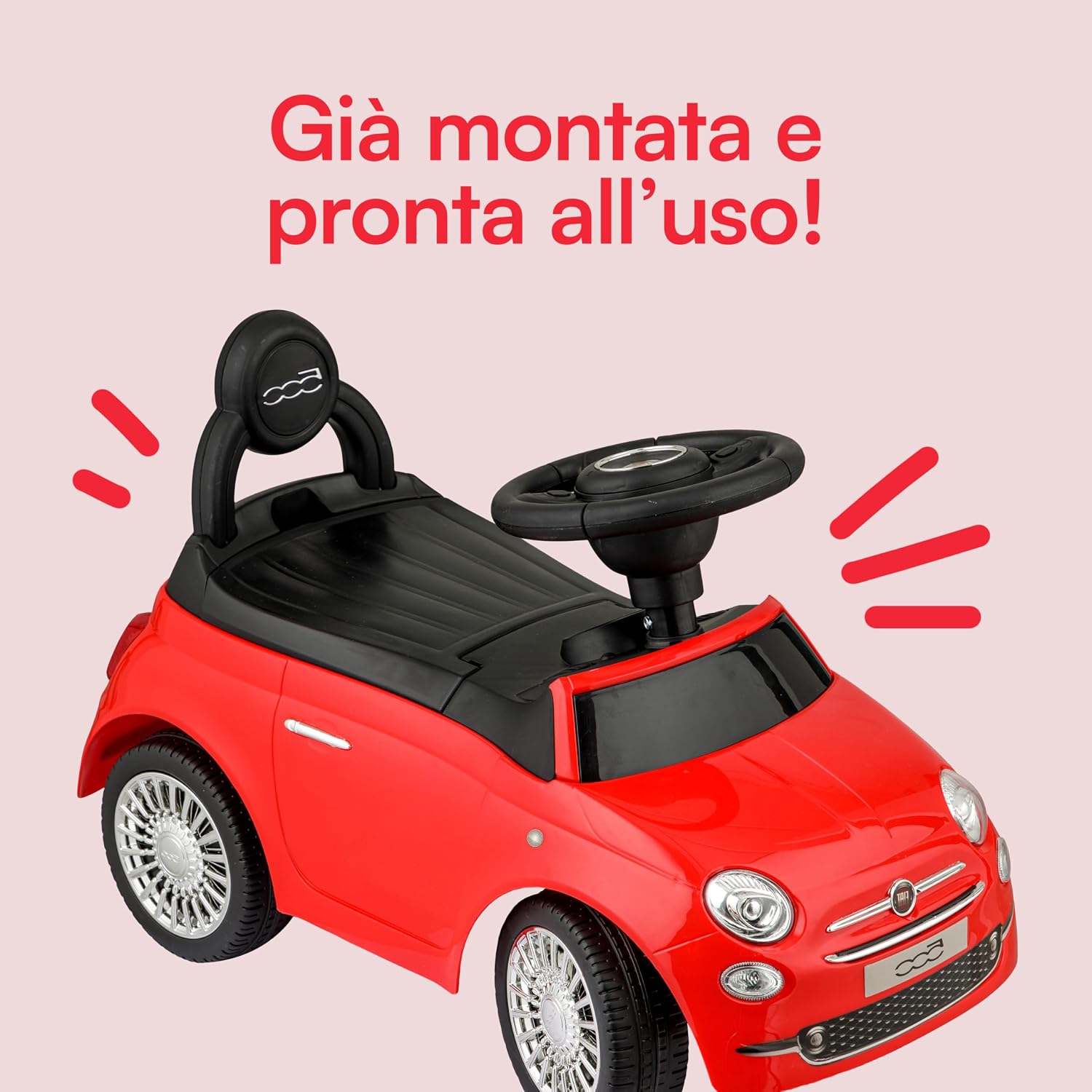 Detalle de Baroni Toys Macchinina Fiat 500 Cavalcabile 28 cm