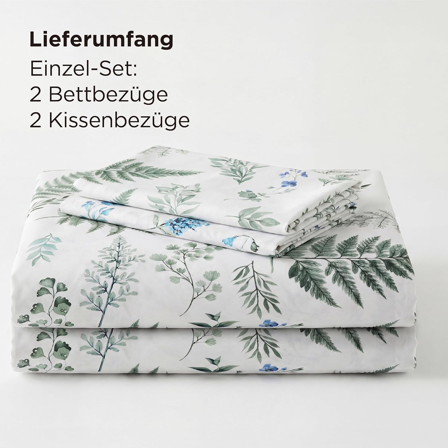 Thumbnail 6 de BEDSURE Wendebettwäsche 135x200 (4-teilig) mit Reißverschluss – botanisches Muster Grün