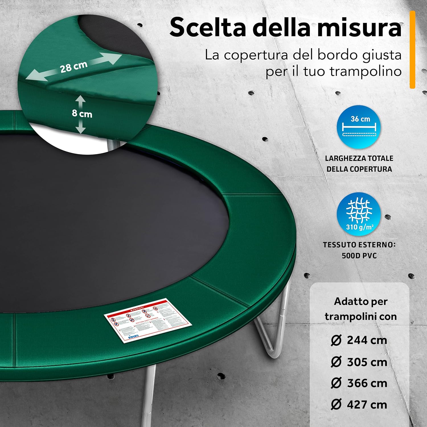 Thumbnail 4 de KIDUKU Copertura Bordo Imbottitura Protettiva per Trampolino – Protezione elastica e resistente 244–427 cm