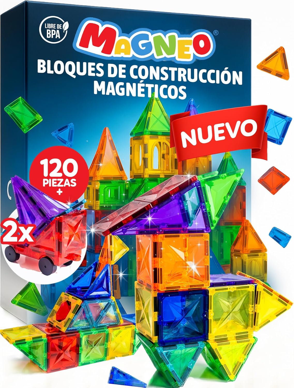 Detalle de Magneo® Bloques Magnéticos Construcción 120 piezas