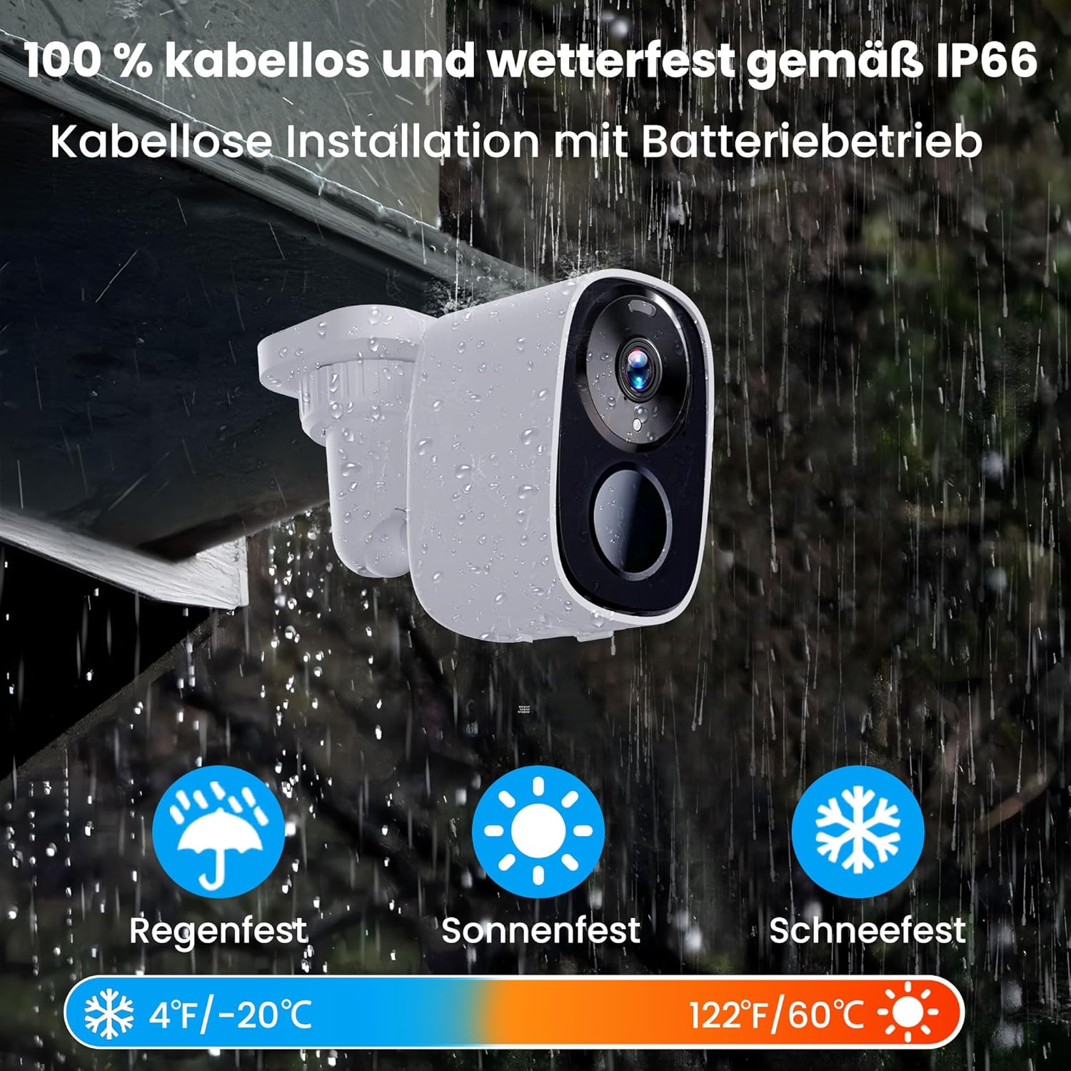 Thumbnail 6 de HITELLARCAM 2K Außenüberwachungskamera Akku – Dual-Band WLAN, Farb-Nachtsicht, KI-Erkennung, IP66