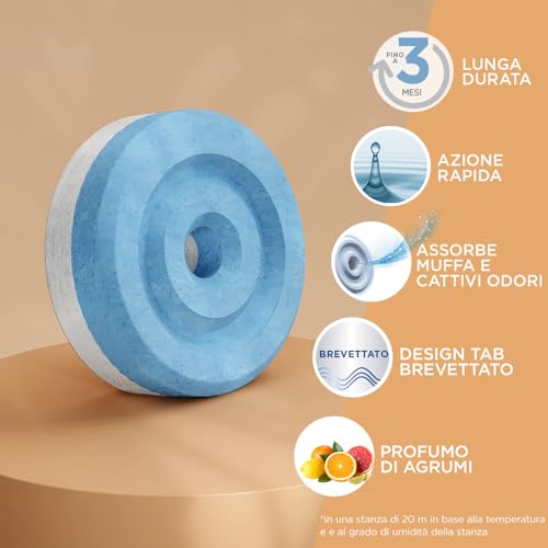 Detalle de Ariasana Aero 360 - Tab Agrumi Bipack (2x450g) e ricarica antiumidità: aria fresca e controllo muffe
