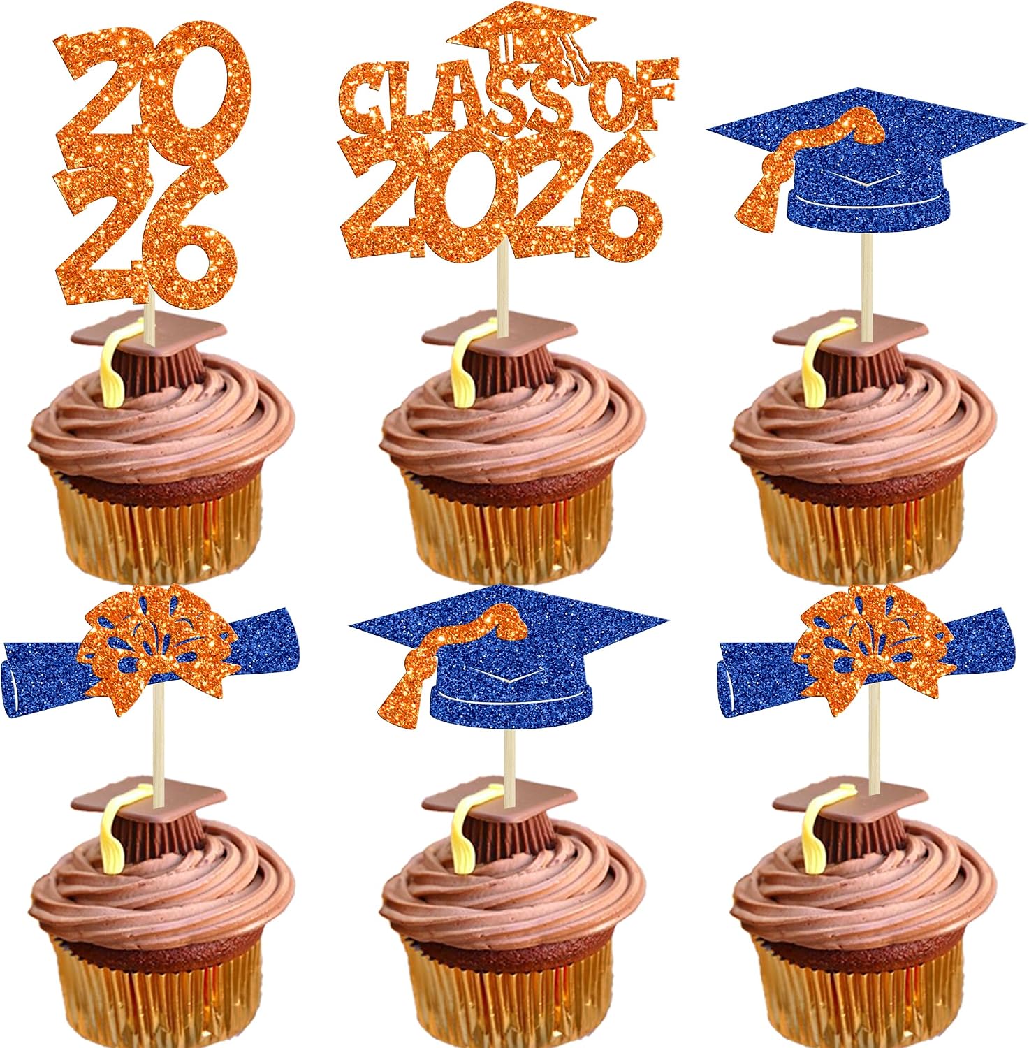 Detalle de Ephlyn Graduation Cupcake Toppers, 36-Piece Set
