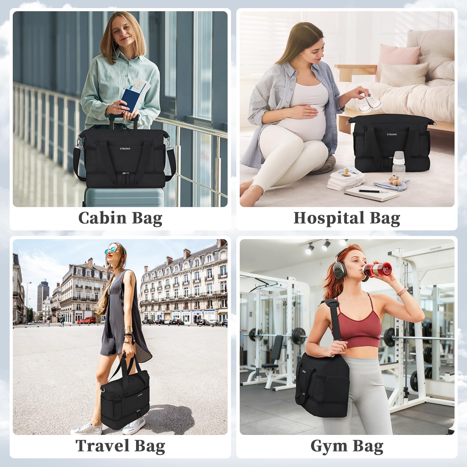 Detalle 2 de ETRONIK Ryanair Cabin Bag 40x30x20 (24L) with Shoe Compartment & Wet Pocket