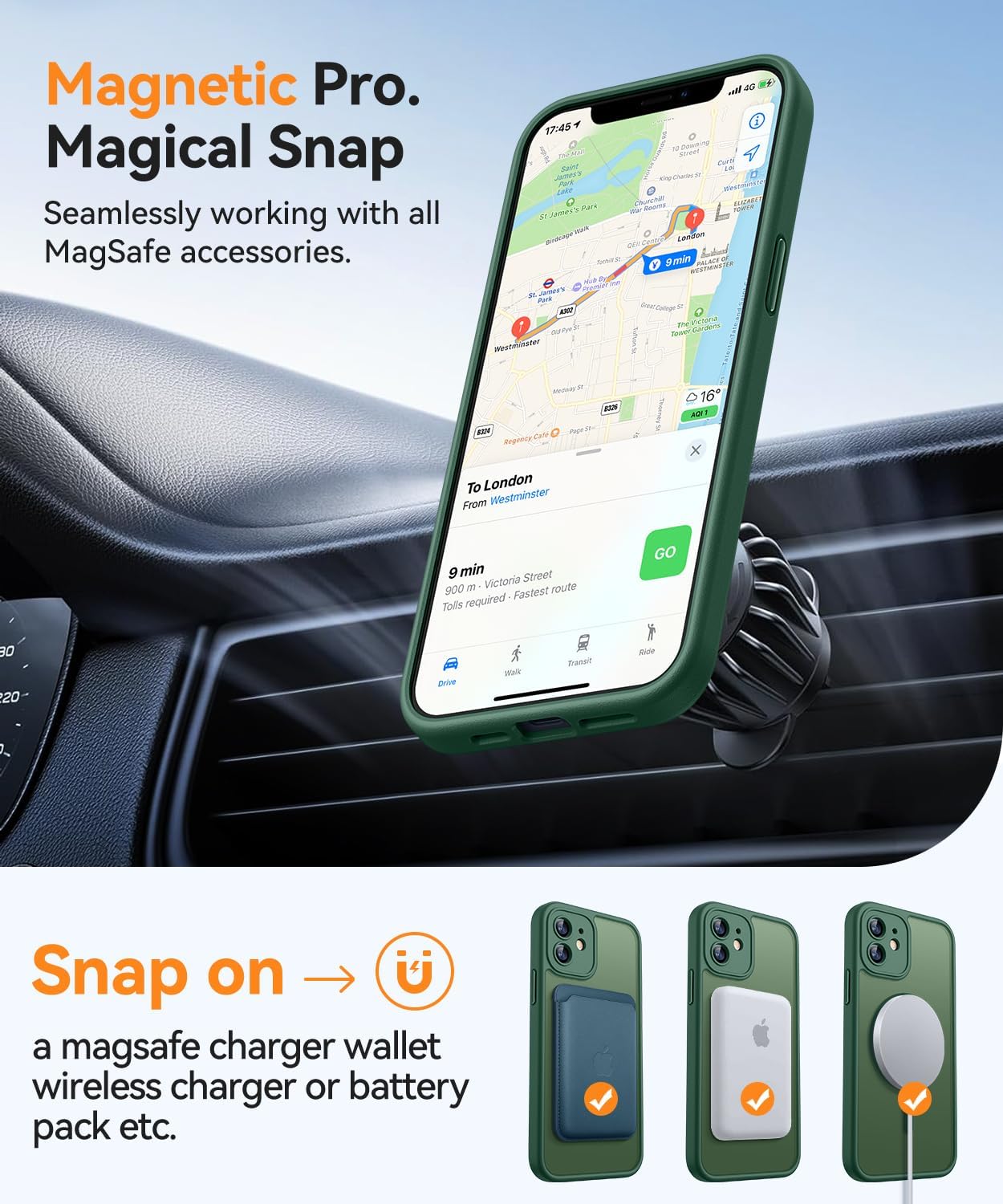 Detalle de CANSHN Magnetica Cover per iPhone 12 Mini (5.4 Pollici) – Verde Profondo, protezione completa della fotocamera e compatibilità MagSafe