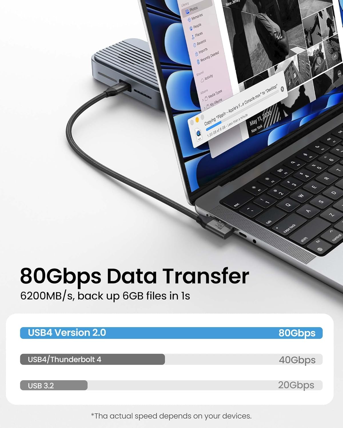 Thumbnail 1 de Silkland 80Gbps Right Angle USB 4 Cable for Thunderbolt 5: a high‑speed USB‑C video and power link