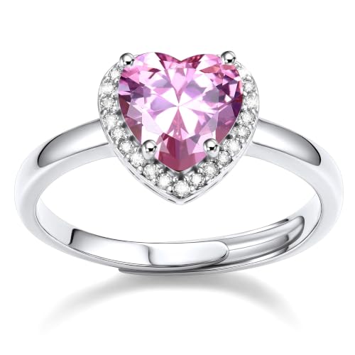 Detalle de Bestyle anillo ajustable para mujer con circonita en forma de corazón de 8 mm