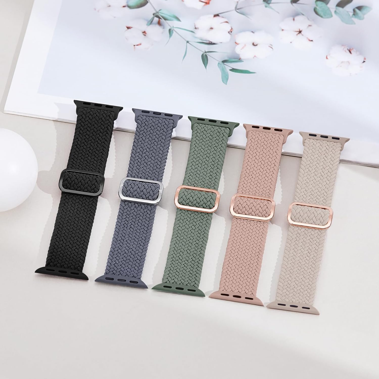 Thumbnail 5 de Raradev 5 Pack Braided Band for Apple Watch – 40mm to 49mm, Breathable Elastic Sport Loop