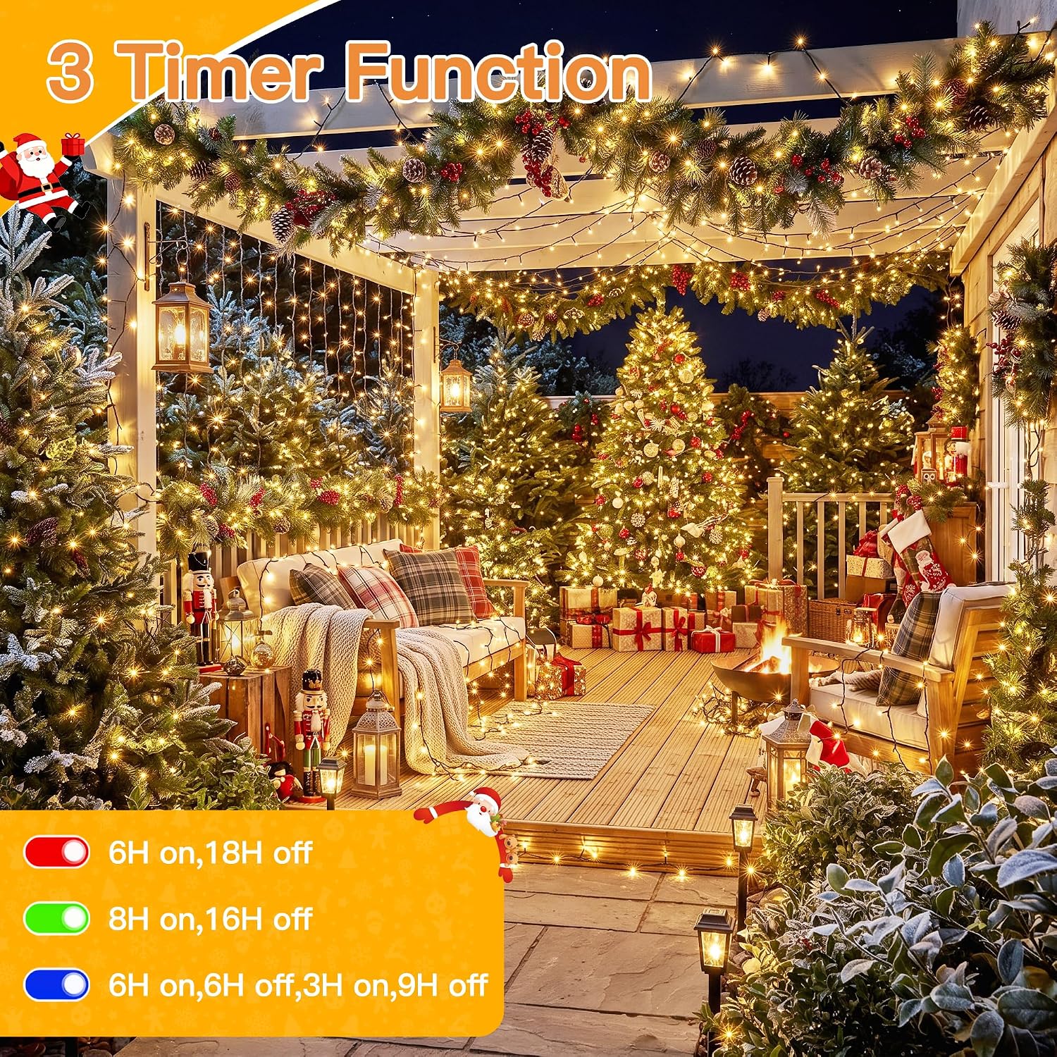 Detalle de HeiPard 164ft Warm White LED Christmas Lights, 500 LEDs, Remote Control