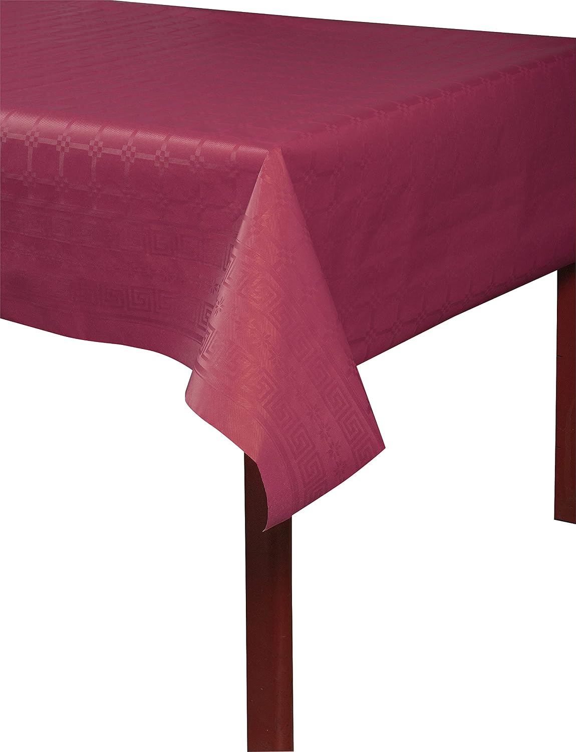 Detalle de Pro Nappe - Nappe jetable en papier damassé Bordeaux, rouleau 50 m x 1,18 m (166 couverts) – R485022I