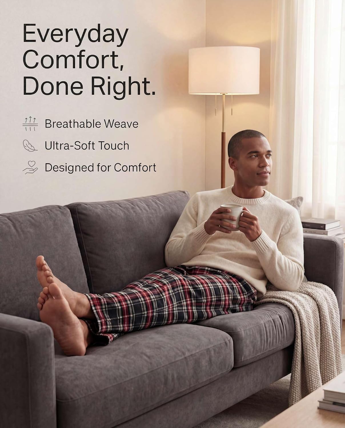 Detalle 2 de Real Essentials 3 Pack Pajama Pants, Big & Tall