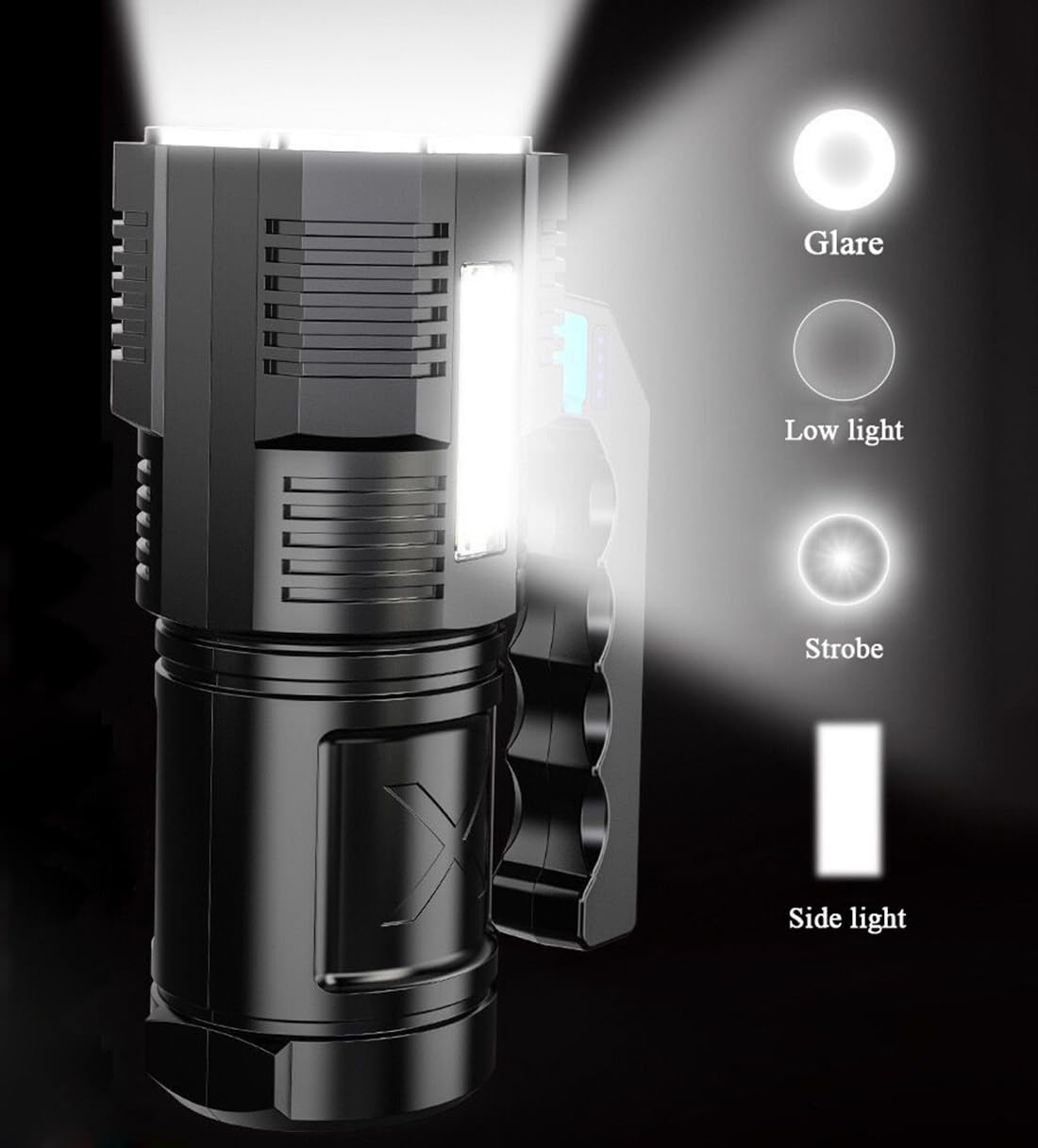 Thumbnail 2 de GUODSKHOO rechargeable LED flashlight torch with COB lantern, waterproof design and 4 modes