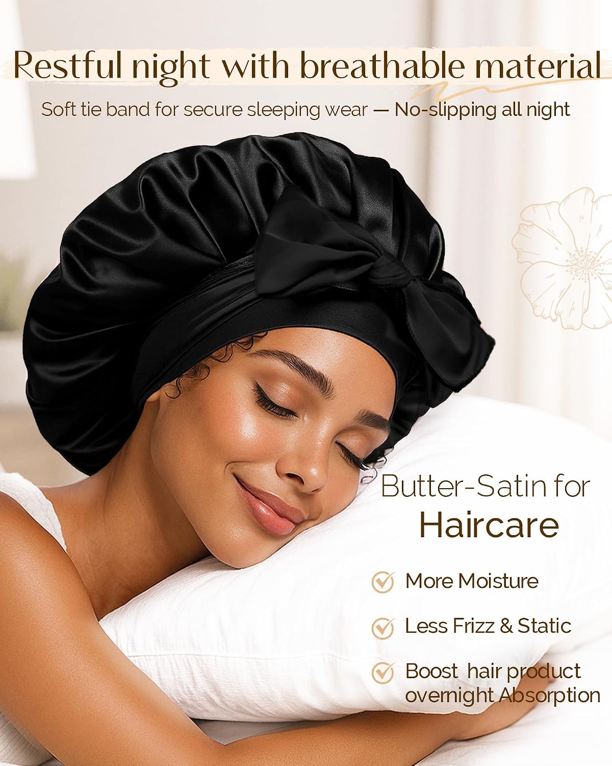 Thumbnail 1 de YANIBEST Adjustable Double Layer Satin Bonnet for Sleeping – Frizz Control & Moisture Retention