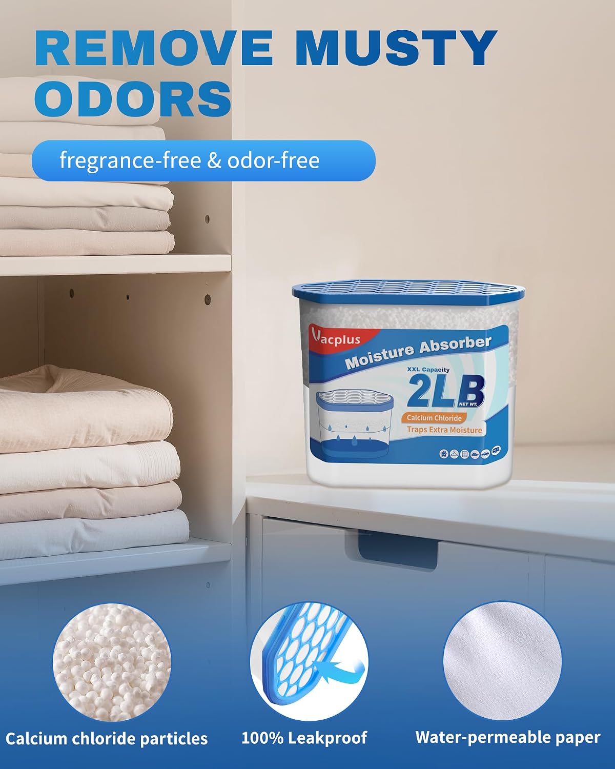 Detalle de Vacplus Moisture Absorber Buckets – Large Capacity (4-Pack)