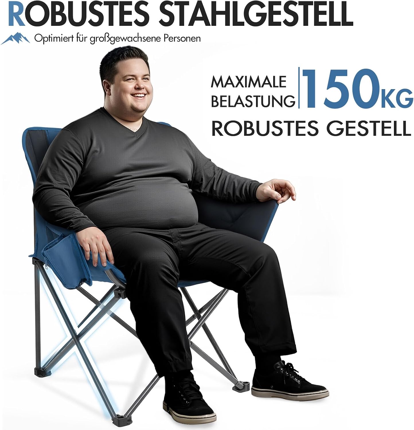 Thumbnail 5 de Portal Campingstuhl Faltbar Klappstuhl Camping Klappbar – XXL mit Armlehnen, 150 kg belastbar