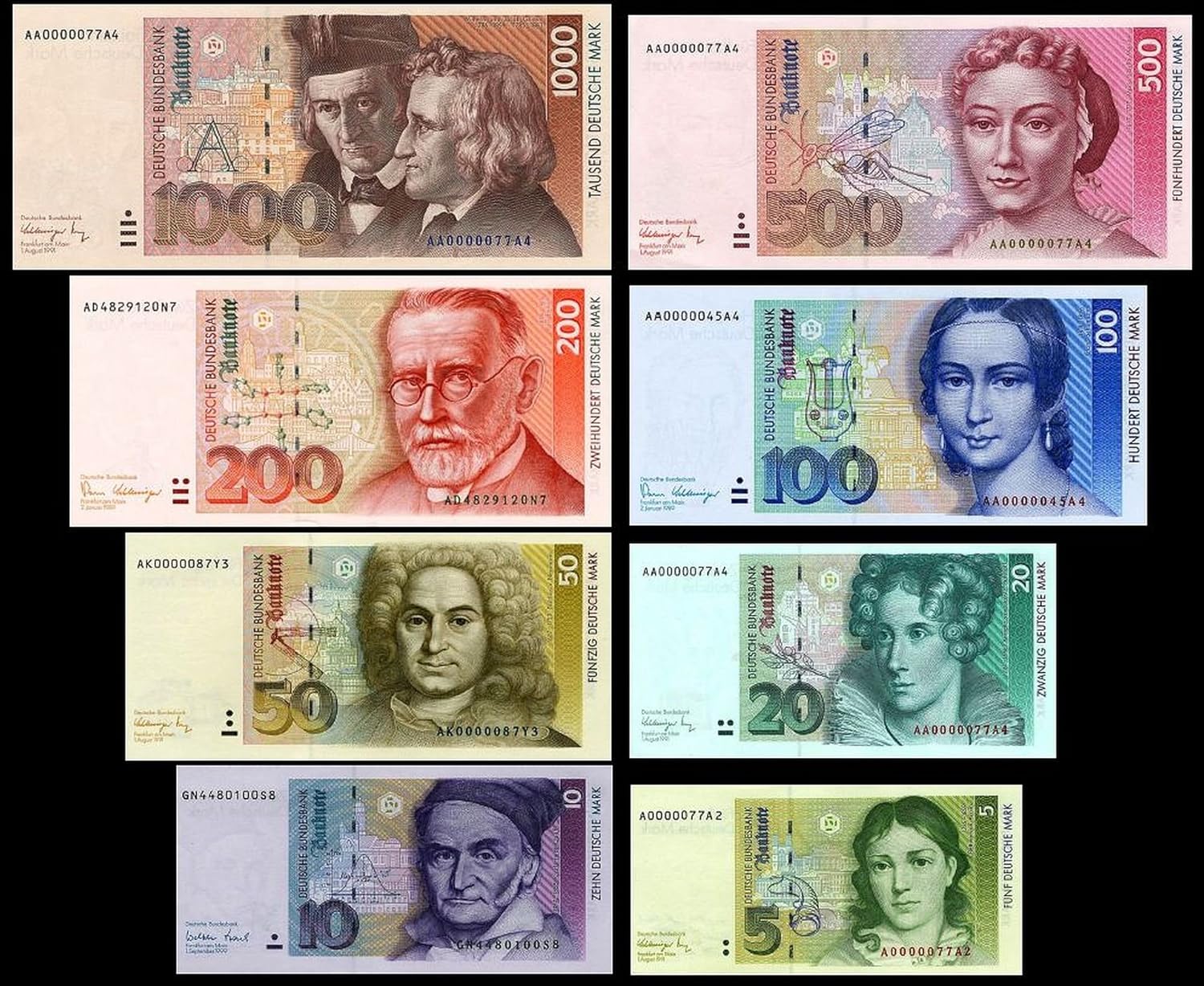 Detalle 2 de JDS Collection Reproduktionen Deutsche Mark 8 Scheine 1991