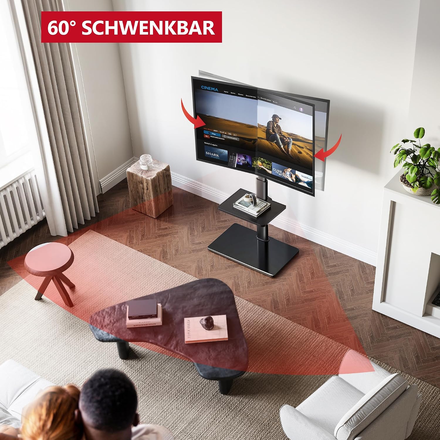 Thumbnail 2 de AOKCOS TV-Ständer Bodenständer für 32–70 Zoll Fernseher – höhenverstellbar, schwenkbar, VESA bis 400x400 mm