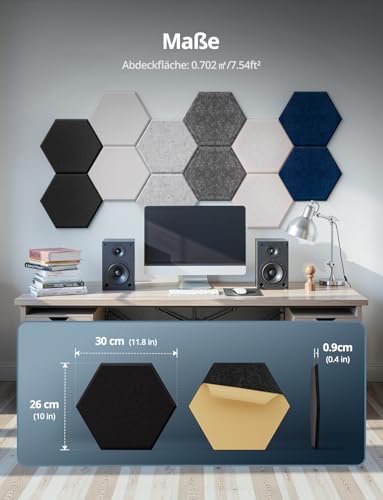 Thumbnail 8 de Kuchoow Acoustic Panels Hexagon Akustikplatten Selbstklebend – Wandgestaltung + Raumakustik