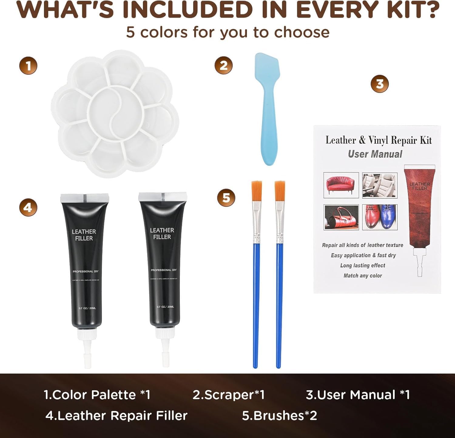 Detalle de BUDOCI Leder Reparatur Set Schwarz – Flüssigleder für Kratzer und Risse an Kunstleder, Vinyl & Co.