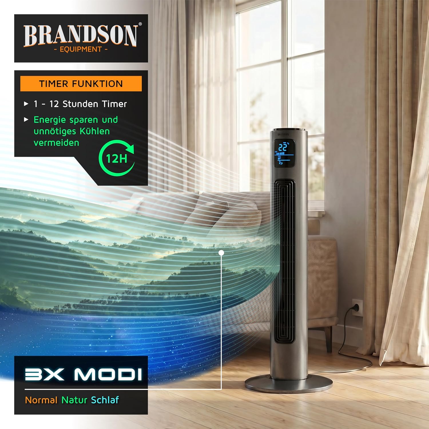 Detalle 2 de Brandson Turmventilator 96 cm mit Fernbedienung