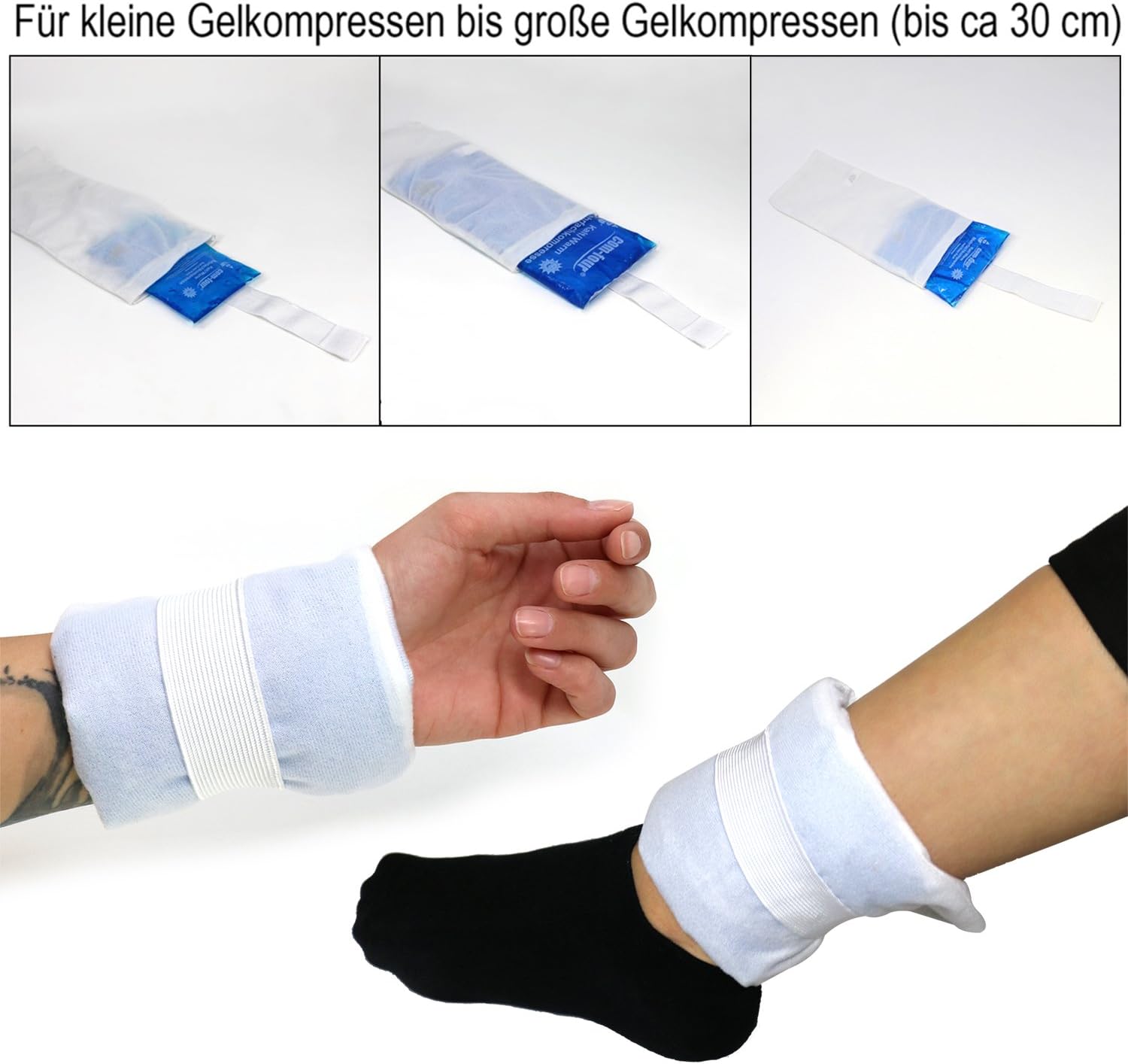 Thumbnail 1 de com-four® 3x Premium Mehrweg-Vlieshülle für Kalt- & Warm-Gel-Kompressen – hygienisch, bequem & wiederverwendbar