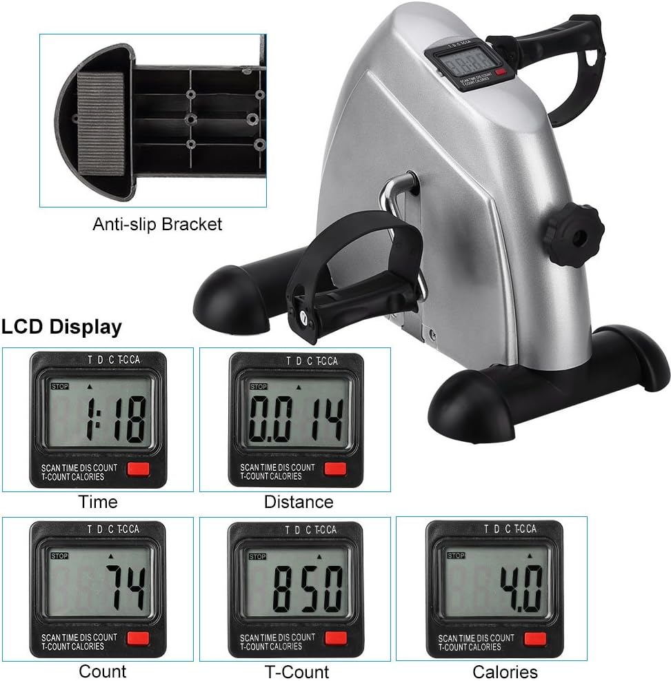 Detalle 2 de Mini Portable Exercise Bike Pedal Exerciser for Legs and Arms (LCD Fitness Gym Home)