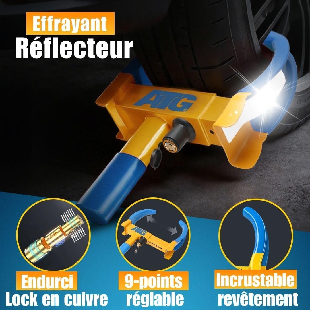 Thumbnail 2 de ATG Sabot de Roue Voiture & Remorque – Antivol Roue Universel 18–28 cm