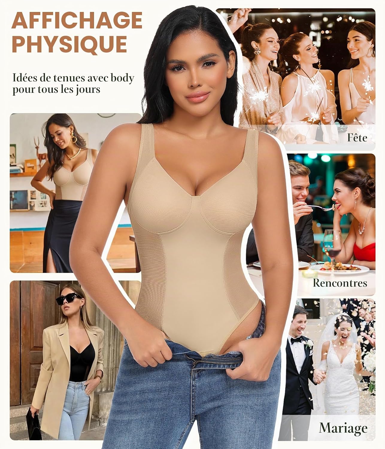 Detalle de Niwicee Body Gainant Femme Ventre Plat – Body Shapewear transparent et sans couture