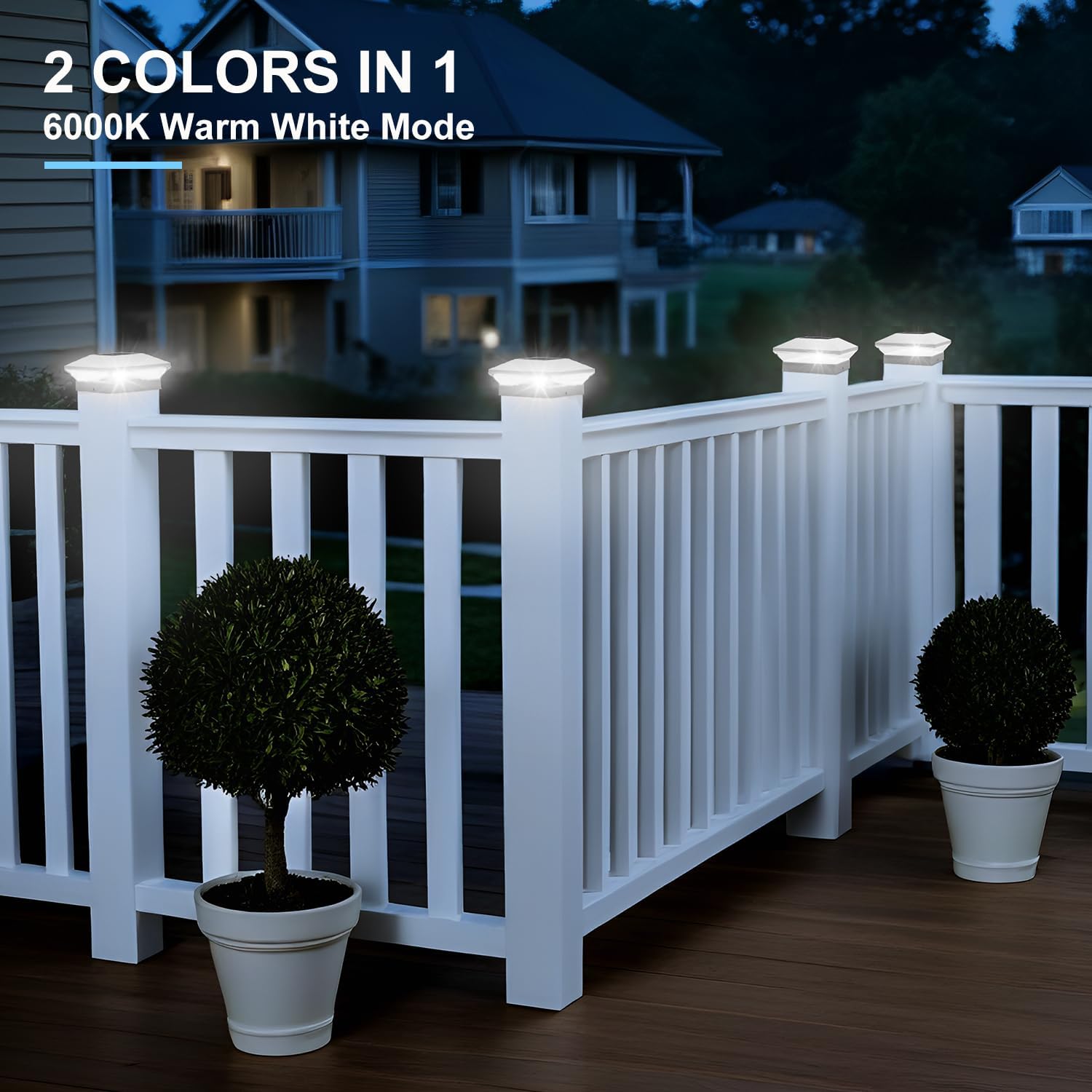 Thumbnail 4 de NATPOW Solar Post Lights (4 Pack) – Warm/Cool White LED Cap Lights for Outdoor Fence & Deck Posts