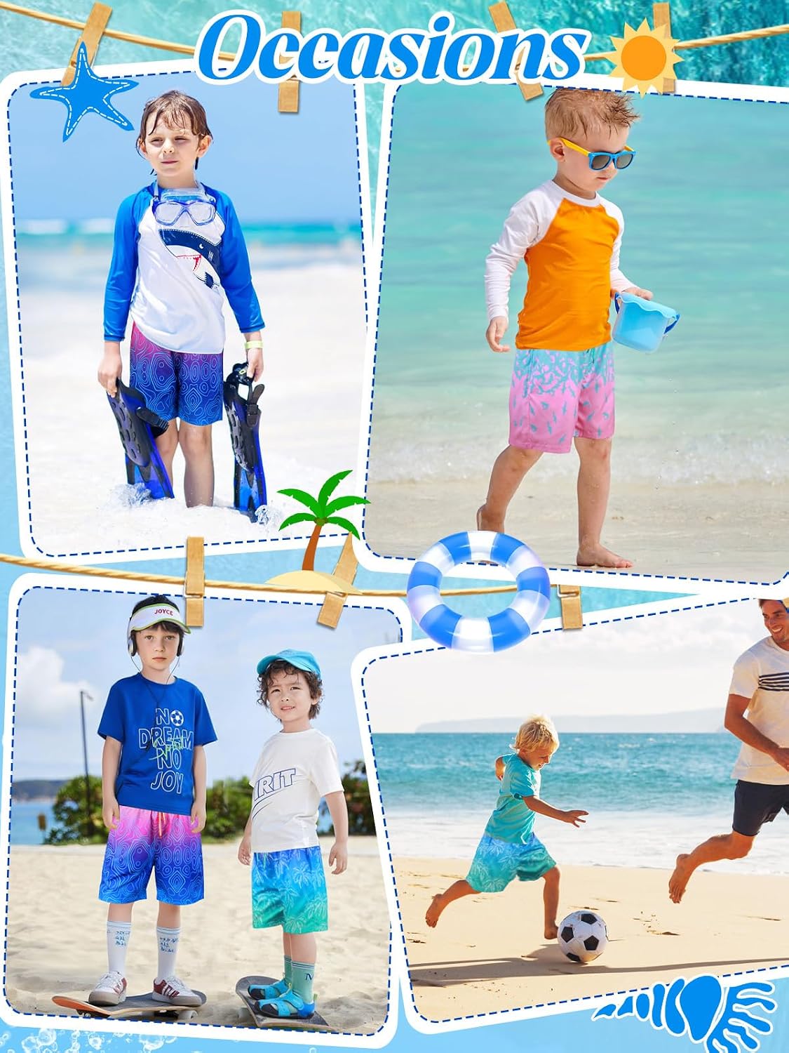 Detalle de Kefiyis Boys Swimming Shorts 2 in 1 Quick Dry with Liner and Pockets (6–14 years)