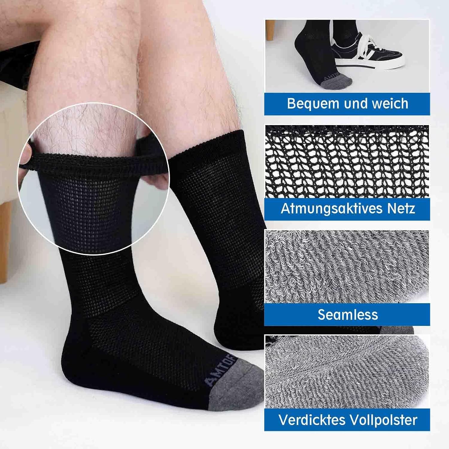 Thumbnail 4 de LOFIR Diabetiker Baumwolle Socken Herren 4 Paare
