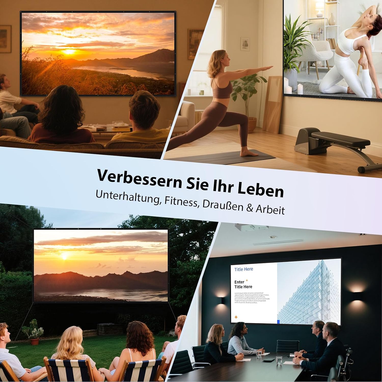 Thumbnail 6 de Beamer Leinwand 100 Zoll Outdoor von LEORFI – Tragbare, faltbare Projektionswand für Indoor & Outdoor