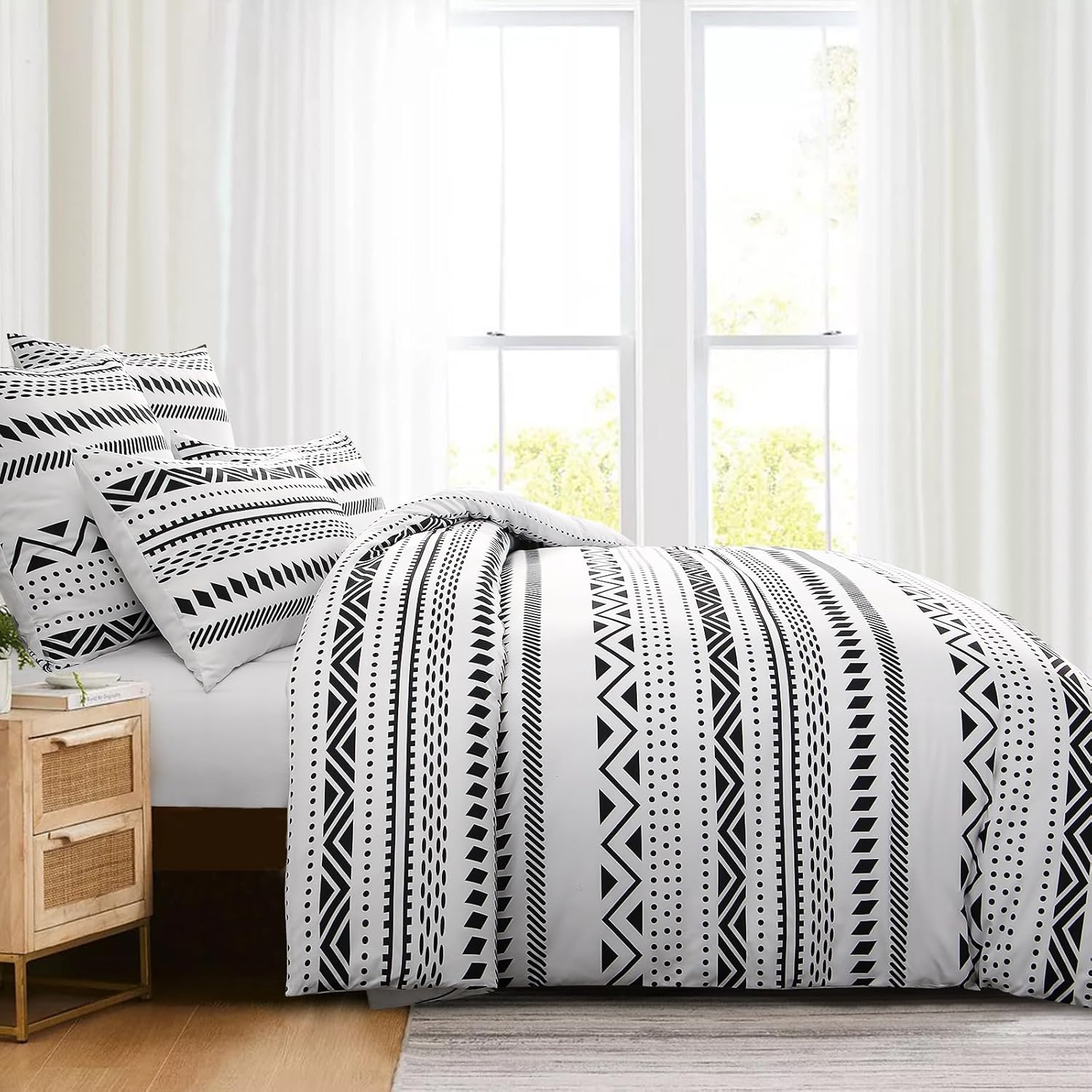 Thumbnail 2 de RUIKASI Bettwäsche 200x220 3-teilig Grau mit Boho-Muster (Mikrofaser, Reißverschluss, bügelfrei)