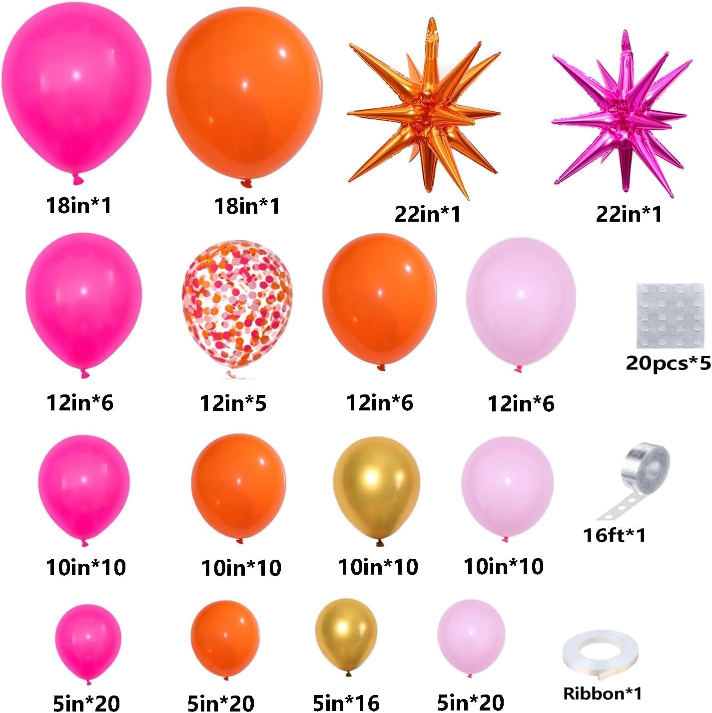 Detalle de Pink Orange Balloon Garland Arch Kit – 146pcs for Summer Parties