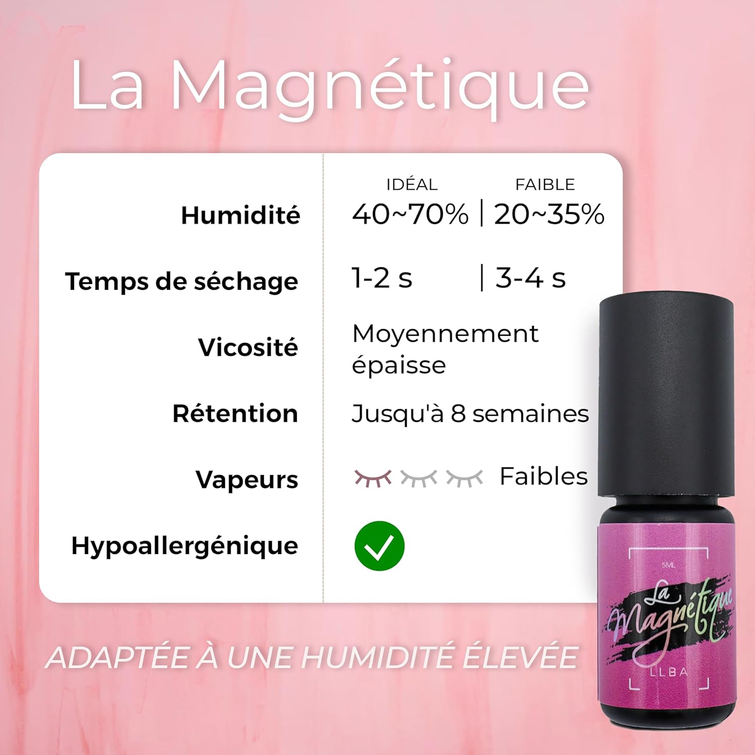 Thumbnail 3 de LLBA colle à cils pour professionnels – Colle Noir La Magnétique, séchage ultra rapide 0,5–3 s, 5 mL