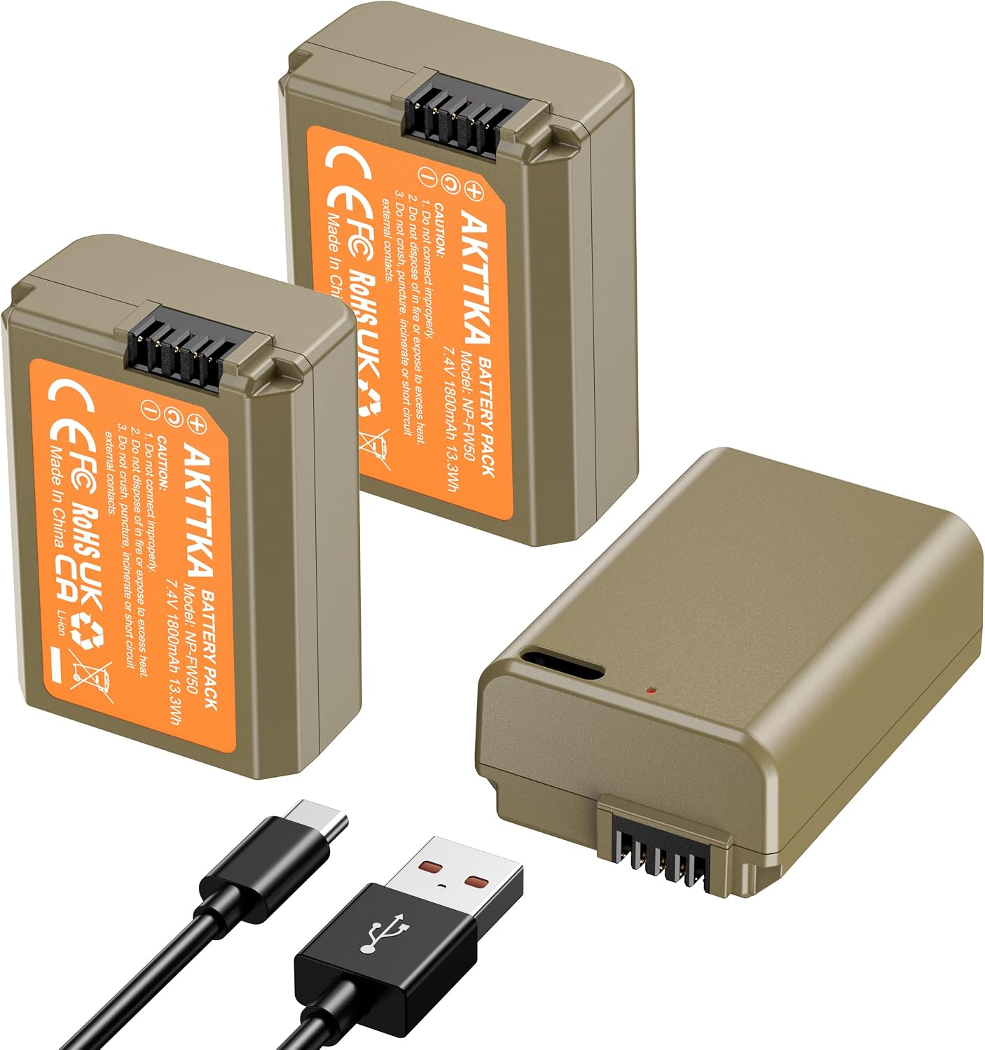 Detalle de AKTTKA 3er-Pack NP-FW50 1800mAh USB-C