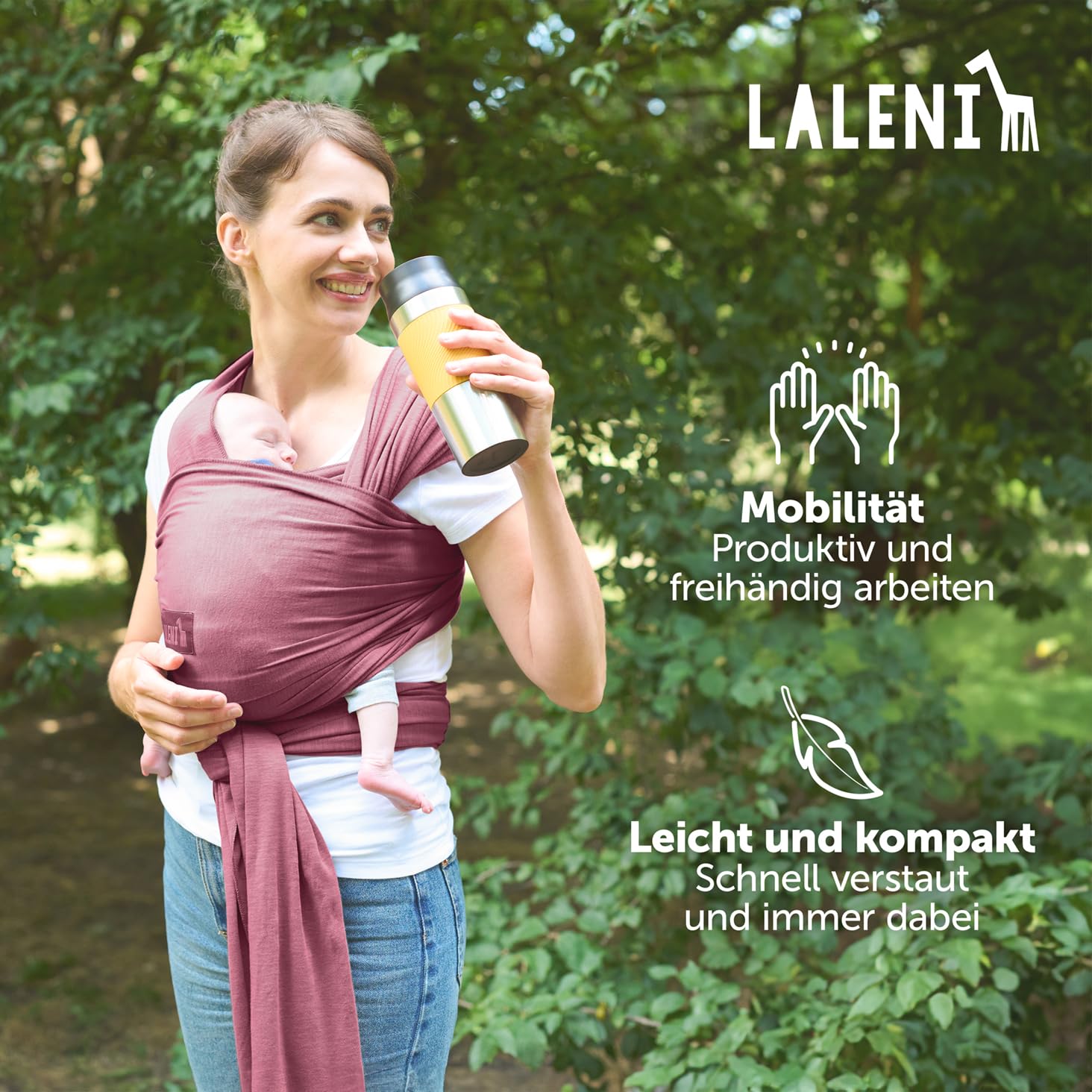 Thumbnail 5 de Laleni Tragetuch Baby – Neugeborenes bis 15 kg aus 100% Baumwolle, OEKO-TEX zertifiziert, 5,10 m