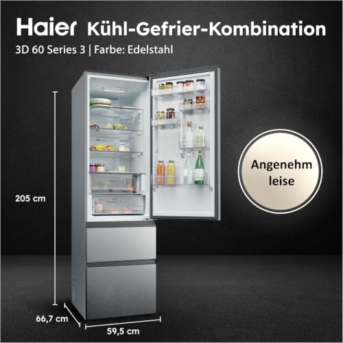 Detalle de Haier Kühl-Gefrierkombination 3D 60 Series 3 Pro HTR3620CNMG – 414 L Fassungsvermögen
