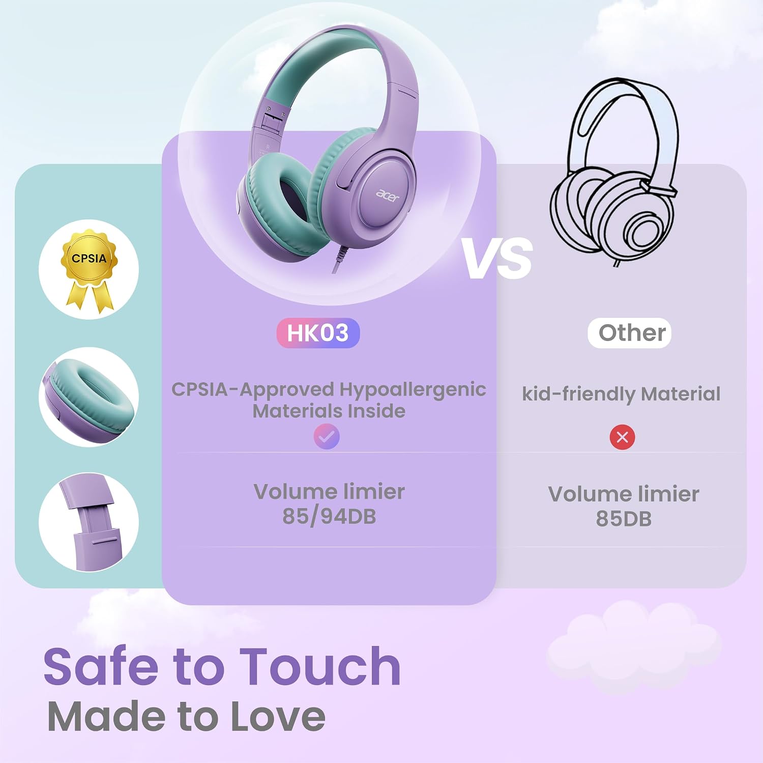 Detalle de Acer Kids Headphones 85 dB